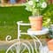 Glitzhome&#xAE; 24&#x22; White Metal Tricycle Planter Stand with Solid Wood Tray